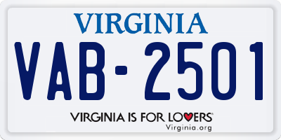 VA license plate VAB2501