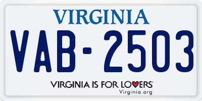 VA license plate VAB2503