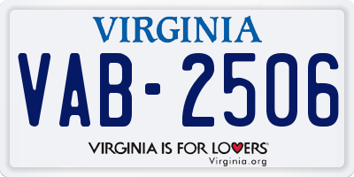 VA license plate VAB2506