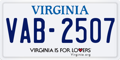 VA license plate VAB2507