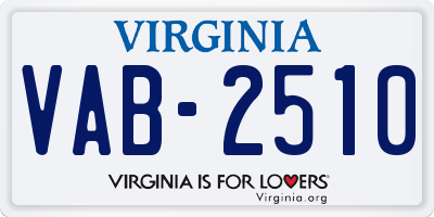 VA license plate VAB2510