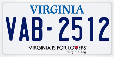 VA license plate VAB2512
