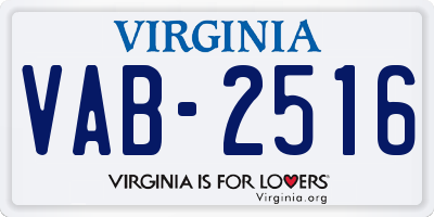 VA license plate VAB2516