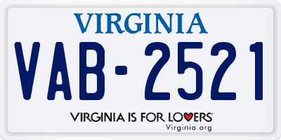 VA license plate VAB2521