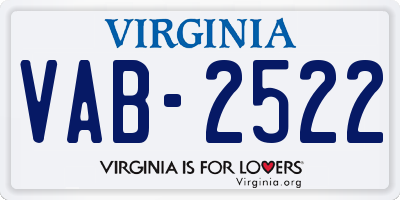 VA license plate VAB2522