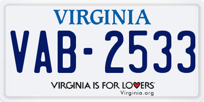 VA license plate VAB2533