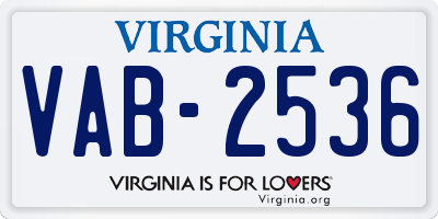 VA license plate VAB2536