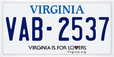 VA license plate VAB2537