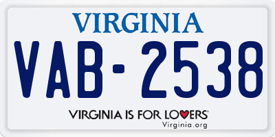 VA license plate VAB2538