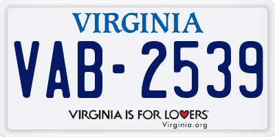VA license plate VAB2539