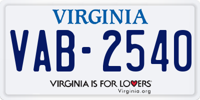 VA license plate VAB2540