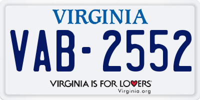 VA license plate VAB2552