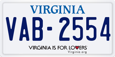 VA license plate VAB2554