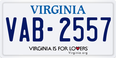 VA license plate VAB2557