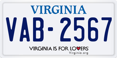 VA license plate VAB2567