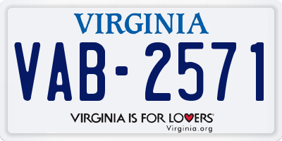 VA license plate VAB2571