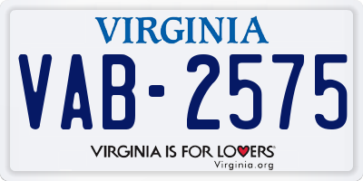 VA license plate VAB2575