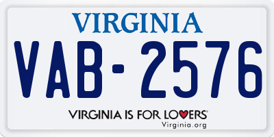 VA license plate VAB2576