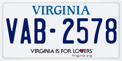 VA license plate VAB2578