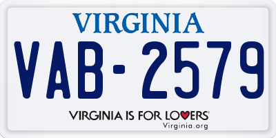 VA license plate VAB2579