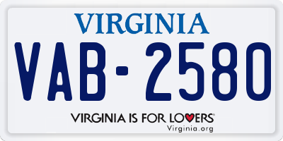 VA license plate VAB2580