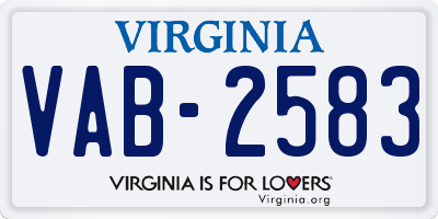 VA license plate VAB2583