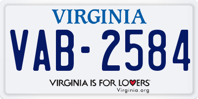 VA license plate VAB2584