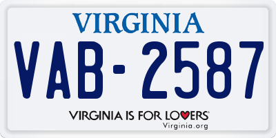 VA license plate VAB2587