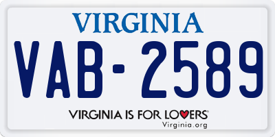 VA license plate VAB2589