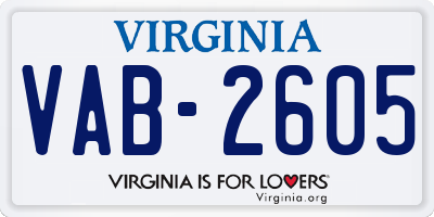 VA license plate VAB2605