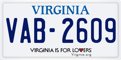 VA license plate VAB2609