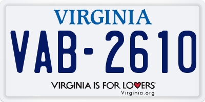 VA license plate VAB2610