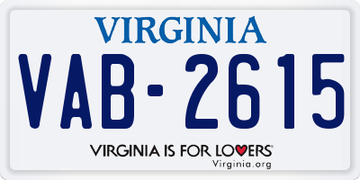 VA license plate VAB2615