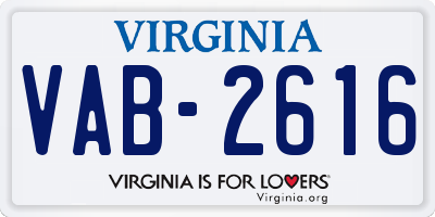 VA license plate VAB2616