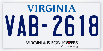 VA license plate VAB2618