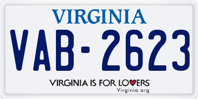 VA license plate VAB2623