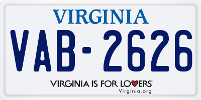 VA license plate VAB2626