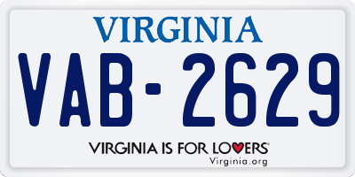 VA license plate VAB2629