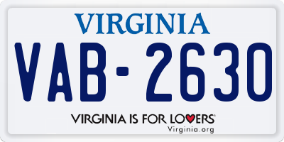 VA license plate VAB2630