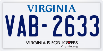 VA license plate VAB2633