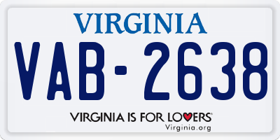 VA license plate VAB2638