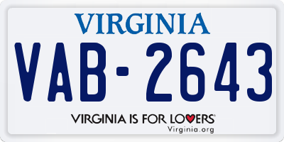 VA license plate VAB2643