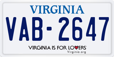 VA license plate VAB2647