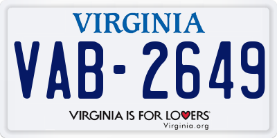 VA license plate VAB2649