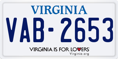VA license plate VAB2653