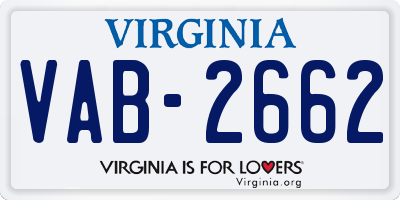 VA license plate VAB2662