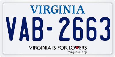 VA license plate VAB2663