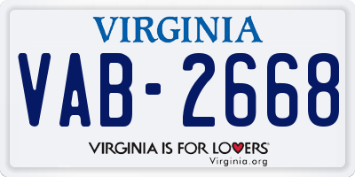 VA license plate VAB2668