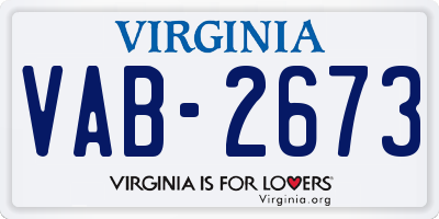 VA license plate VAB2673