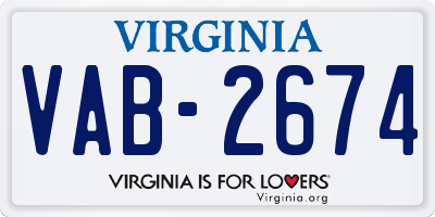 VA license plate VAB2674